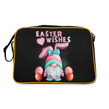 Pâques, nain gnome avec œuf de Pâques, drôle de gnome - Sac Retro - noir/or - Dos