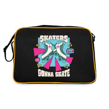 Skaters Gonna Skate Roller Skates Rollerskating - Retro Tasche - Schwarz/Gold - Hinten