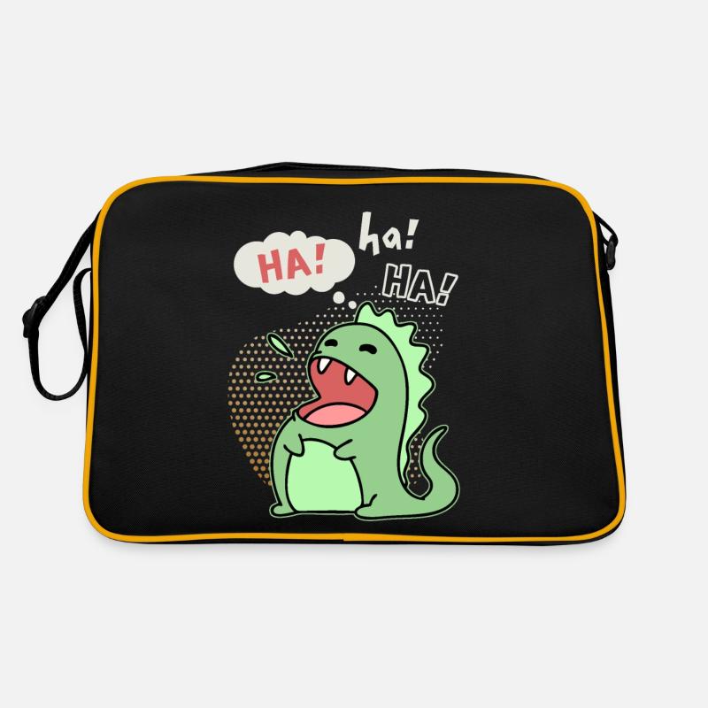 Laughing dinosaur, funny saying Retro Bag