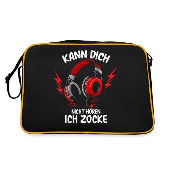 KANN DICH NICHT HÖREN ICH ZOCKE - Retro Tasche - Schwarz/Gold - Hinten
