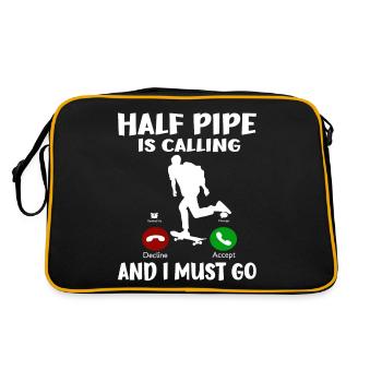 Skateboarder Gift Half Pipe Is Calling I must Go - Retro Bag - black/gold - Back