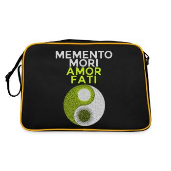 Memento-Mori Lateinischer Spruch, Motivation - Retro Tasche - Schwarz/Gold - Hinten