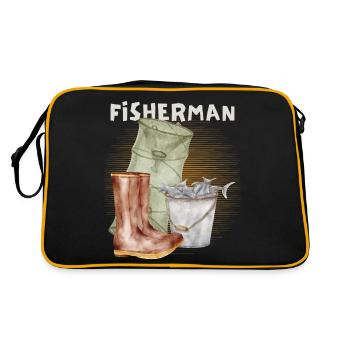 Poissons, pêcheurs, réutilisation, pêcheurs vintage pêche - Sac Retro - noir/or - Dos