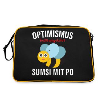 Optimismus heißt umgekehrt Sumsi mit Po - Retro Tasche - Schwarz/Gold - Hinten