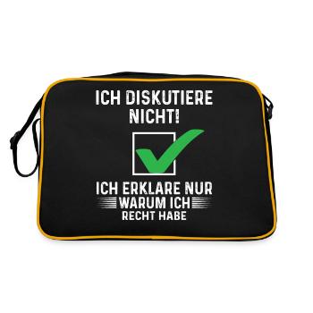 ich diskutiere nicht ich erkläre nur - Retro Tasche - Schwarz/Gold - Hinten