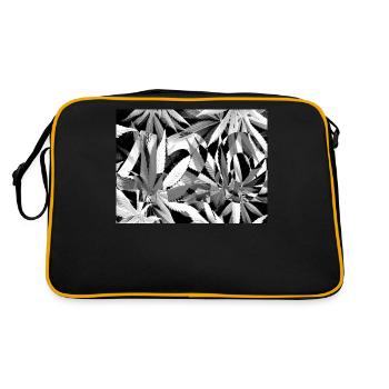 420 Hanfblätter - Retro Tasche - Schwarz/Gold - Hinten
