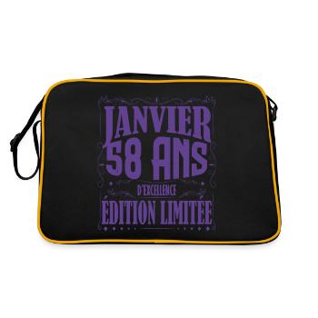 Janvier 58 ans. Cadeau 58 ans janvier anniversaire - Sac Retro - noir/or - Dos