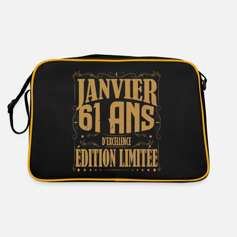 Janvier 61 ans. Cadeau 61 ans janvier anniversaire Sac Retro