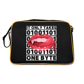 Bit Bytes Binary Computer Nerd, Vampire, Saying, Pun - Retro Bag - black/gold - Back