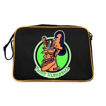 Mundharmonika-Stil Rat Fink Mundharmonikaspieler - Retro Tasche - Schwarz/Gold - Hinten