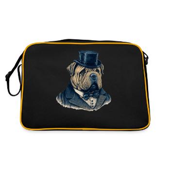 Motif de chien Shar Pei - Sac Retro - noir/or - Dos