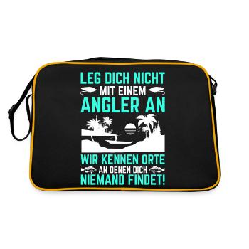Leg Dich Nicht Mit Einem Angler an - Retro Tasche - Schwarz/Gold - Hinten