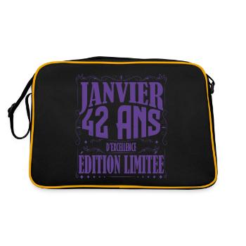 Janvier 42 ans. Cadeau 42 ans janvier anniversaire - Sac Retro - noir/or - Dos