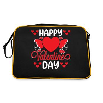 Happy Valentines Day - Retro Tasche - Schwarz/Gold - Hinten