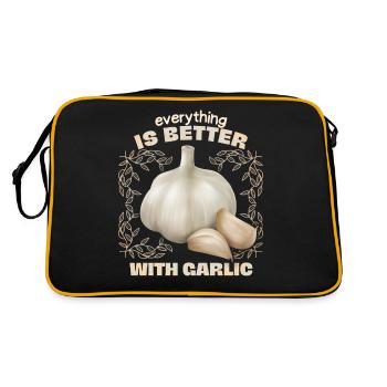 Garlic, funny spoke, vintage illustration - Retro Bag - black/gold - Back