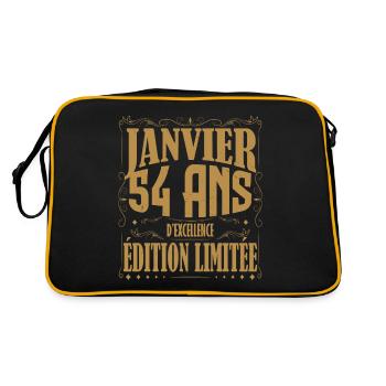 Janvier 54 ans. Cadeau 54 ans janvier anniversaire - Sac Retro - noir/or - Dos