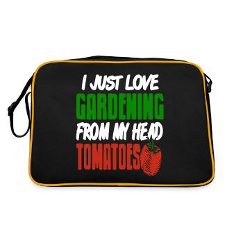 I Just Love Gardening From My Head TOMATOES Funny - Retro Tasche - Schwarz/Gold - Hinten