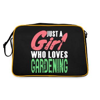 Jut A Girl Who Loves Gardening Gardener Retro - Retro Tasche - Schwarz/Gold - Hinten