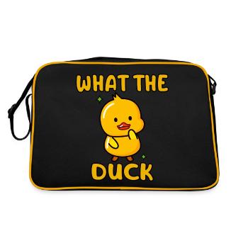 What The Duck Funny Rubber Duck Cute Bird Quack - Retro Bag - black/gold - Back