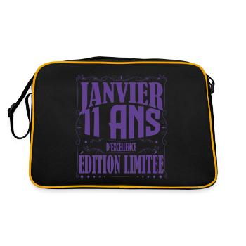 Janvier 11 ans. Cadeau 11 ans janvier anniversaire - Sac Retro - noir/or - Dos