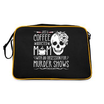 True Crime Obsessed Mom Murder Shows et café, - Sac Retro - noir/or - Dos
