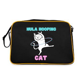 Hula Hooping Cat - Drôle de chat de danse - Sac Retro - noir/or - Dos