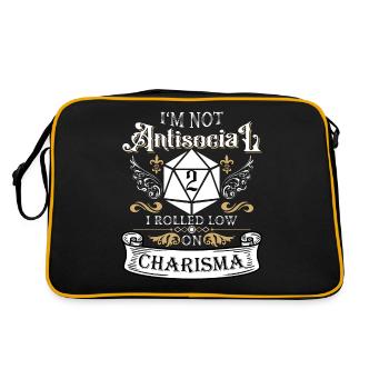 I ́m not antisocial, i rolled low on charisma funny - Retro Bag - black/gold - Back