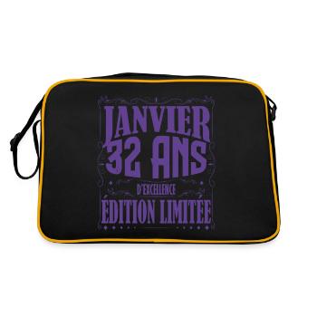 Janvier 32 ans. Cadeau 32 ans janvier anniversaire - Sac Retro - noir/or - Dos