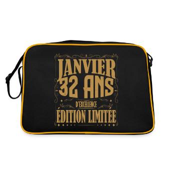 Janvier 32 ans. Cadeau 32 ans janvier anniversaire - Sac Retro - noir/or - Dos