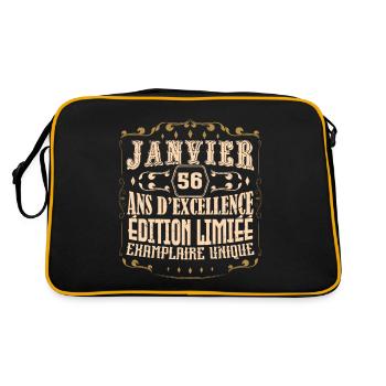 Vintage Janvier 56 ans. anniversaire janvier. - Sac Retro - noir/or - Dos