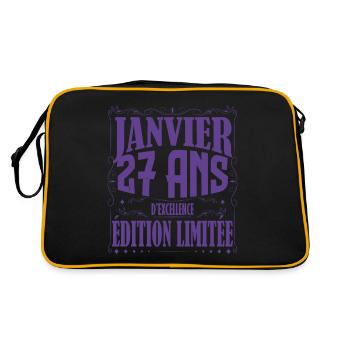 Janvier 27 ans. Cadeau 27 ans janvier anniversaire - Sac Retro - noir/or - Dos