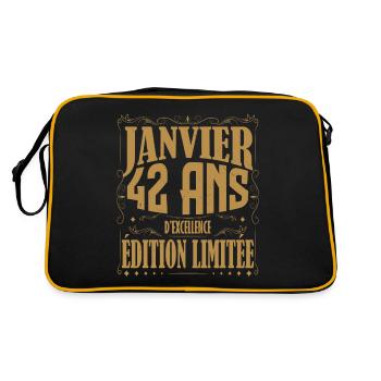 Janvier 42 ans. Cadeau 42 ans janvier anniversaire - Sac Retro - noir/or - Dos