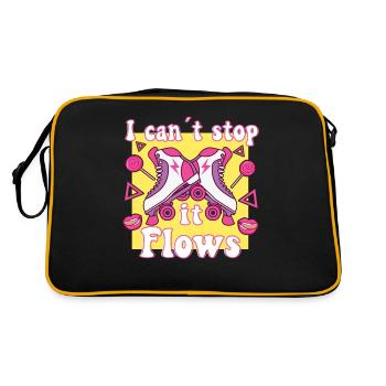I Cant Stop It Flows Roller Skates Rollerskating - Retro Tasche - Schwarz/Gold - Hinten