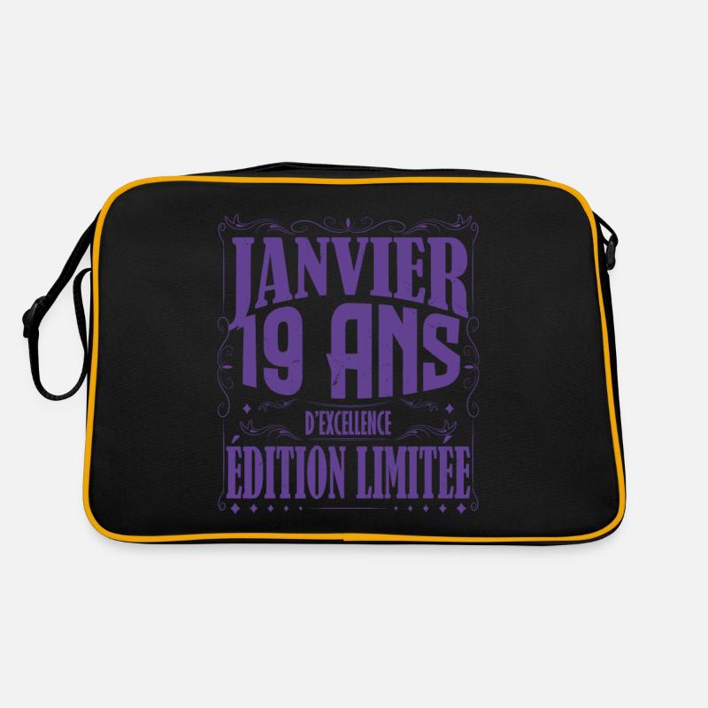 Janvier 19 ans. Cadeau 19 ans janvier anniversaire Sac Retro