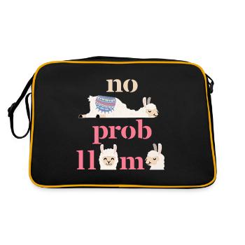 Lama-Llama, lustiger Spruch, no-probllama, pun - Retro Tasche - Schwarz/Gold - Hinten