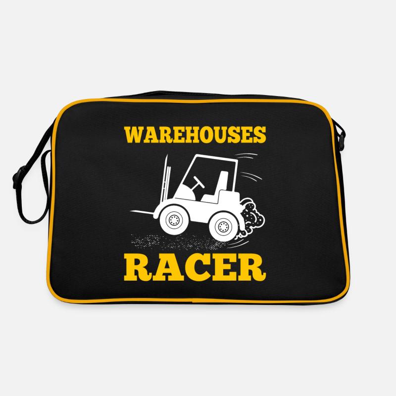 Warehouses Racer Forklift Art For Forklift Driver Retro Bag