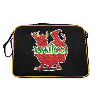 Armoiries du Pays de Galles Dragon - Sac Retro - noir/or - Dos