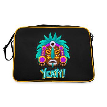 Aztecs, Mayan culture, tribal culture folklore mask - Retro Bag - black/gold - Back