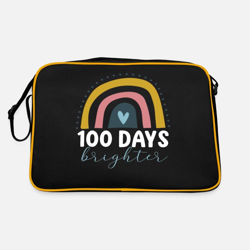 100 Days Brighter Rainbow for Teacher Happy 100th Retro Tasche