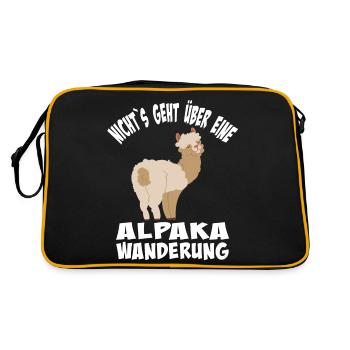 Alpaka Wanderung - Retro Tasche - Schwarz/Gold - Hinten