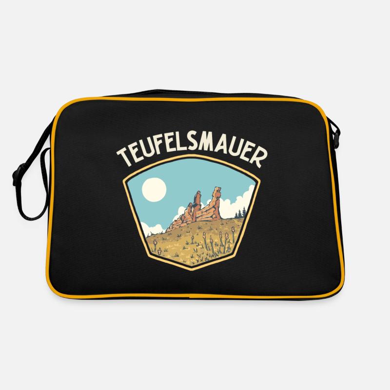 Heimat Harz | Teufelsmauer | Harz Souvenir - Retro Tasche - Schwarz/Gold