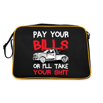 Pay your bills Tow Truck Driver - Retro Tasche - Schwarz/Gold - Hinten