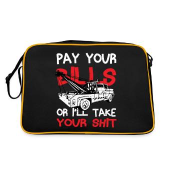 Pay your bills Tow Truck Driver - Retro Tasche - Schwarz/Gold - Hinten
