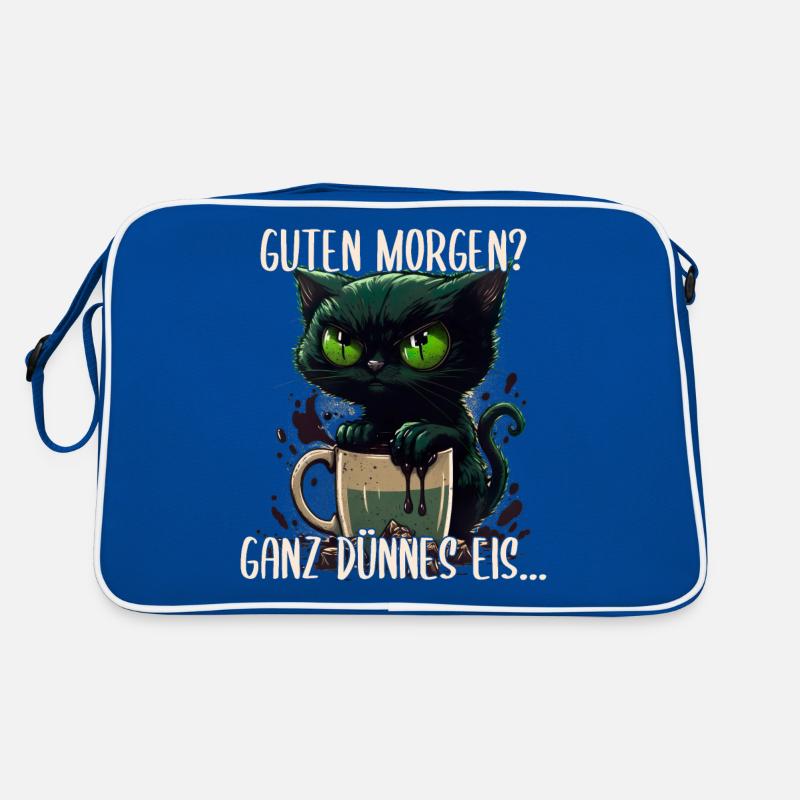 Guten Morgen Dünnes Eis Böse Katze mit Kaffee Retro Tasche