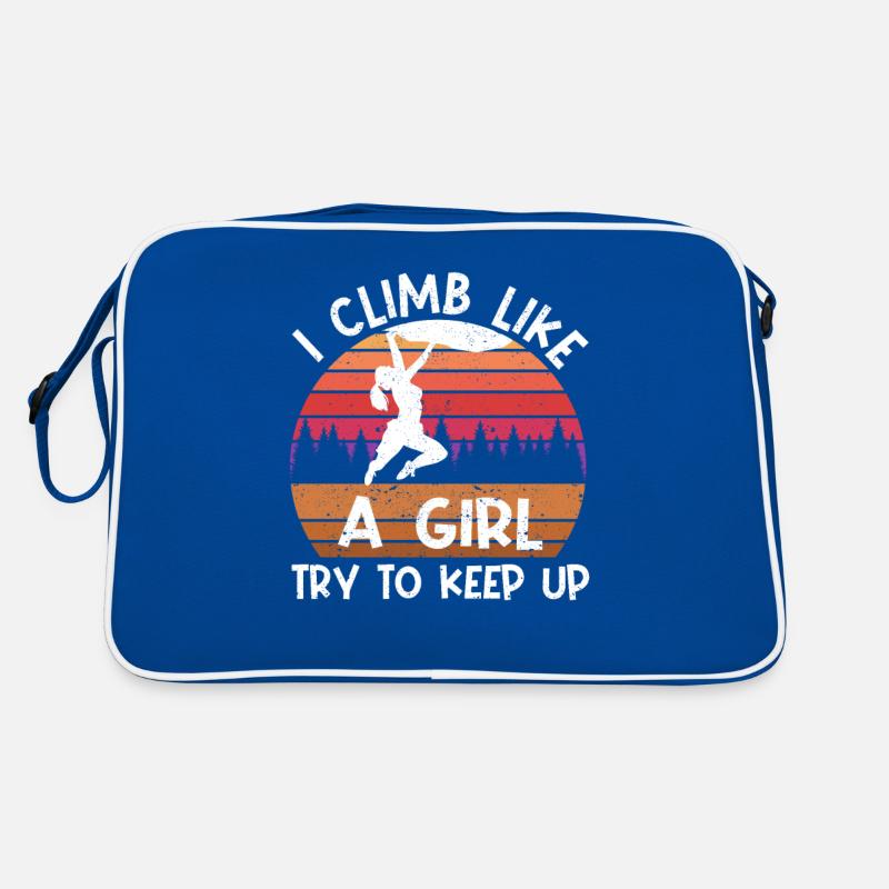 Ich klettere wie ein Mädchen und versuche Retro Tasche