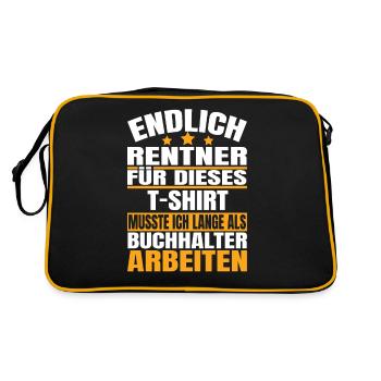 Endlich Rente 2023 Ruhestand Beruf Buchhalter - Retro Tasche - Schwarz/Gold - Hinten
