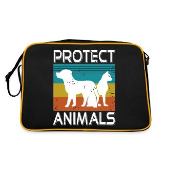 Protect Animals Retro Vintage Animal Protection - Retro Tasche - Schwarz/Gold - Hinten