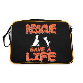 Rescue Save A Life Retro Animal Protection Lover - Retro Tasche - Schwarz/Gold - Hinten