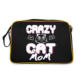 Crazy Cat MOM Cute Retro Animal Lover Protection - Retro Tasche - Schwarz/Gold - Hinten
