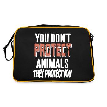 You Don't Protect Animals They Protect You Retro - Retro Tasche - Schwarz/Gold - Hinten
